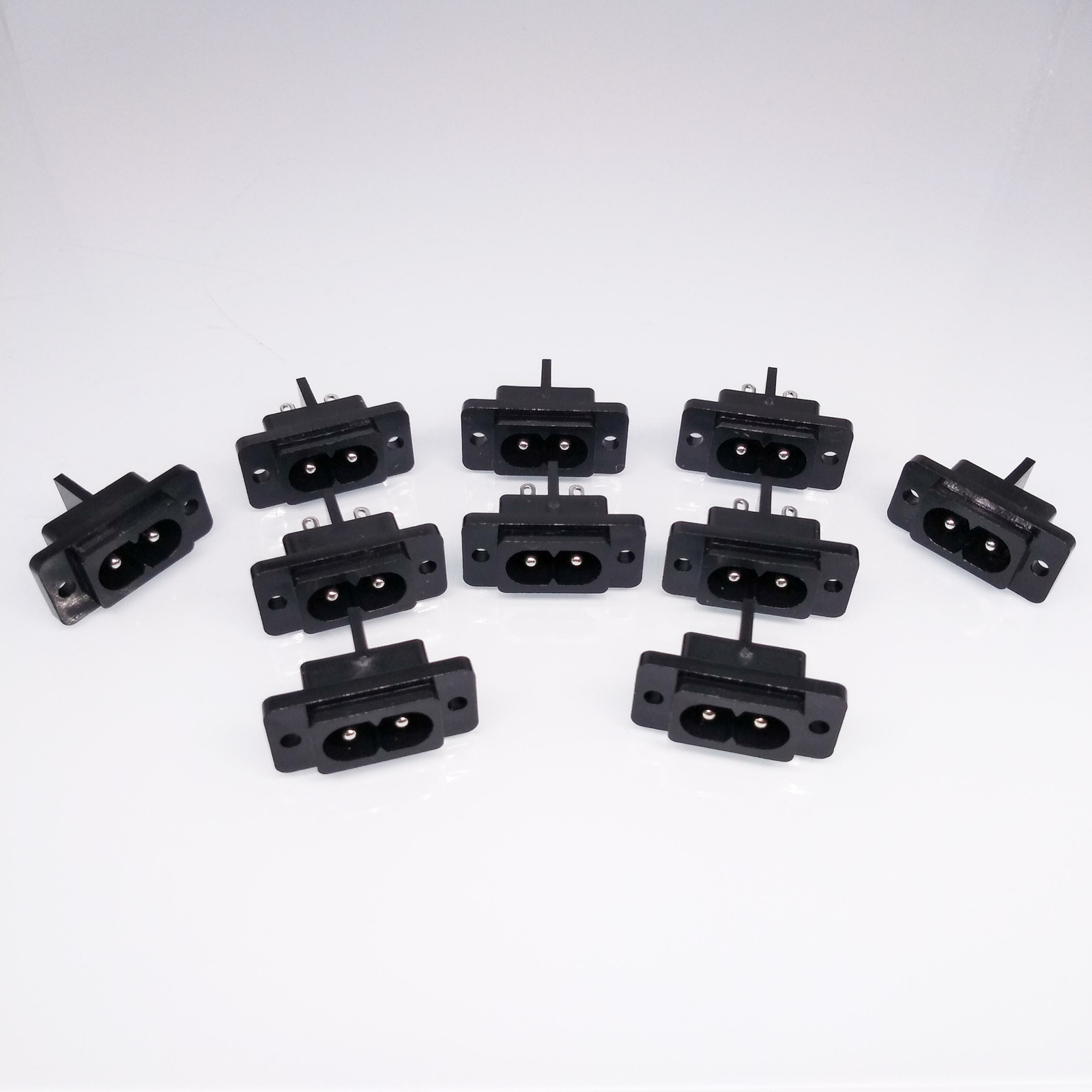 10pcs AC Power Socket Connector AC 250V 2.5A IEC320 C8 2 Pins Screw Mount Inlet