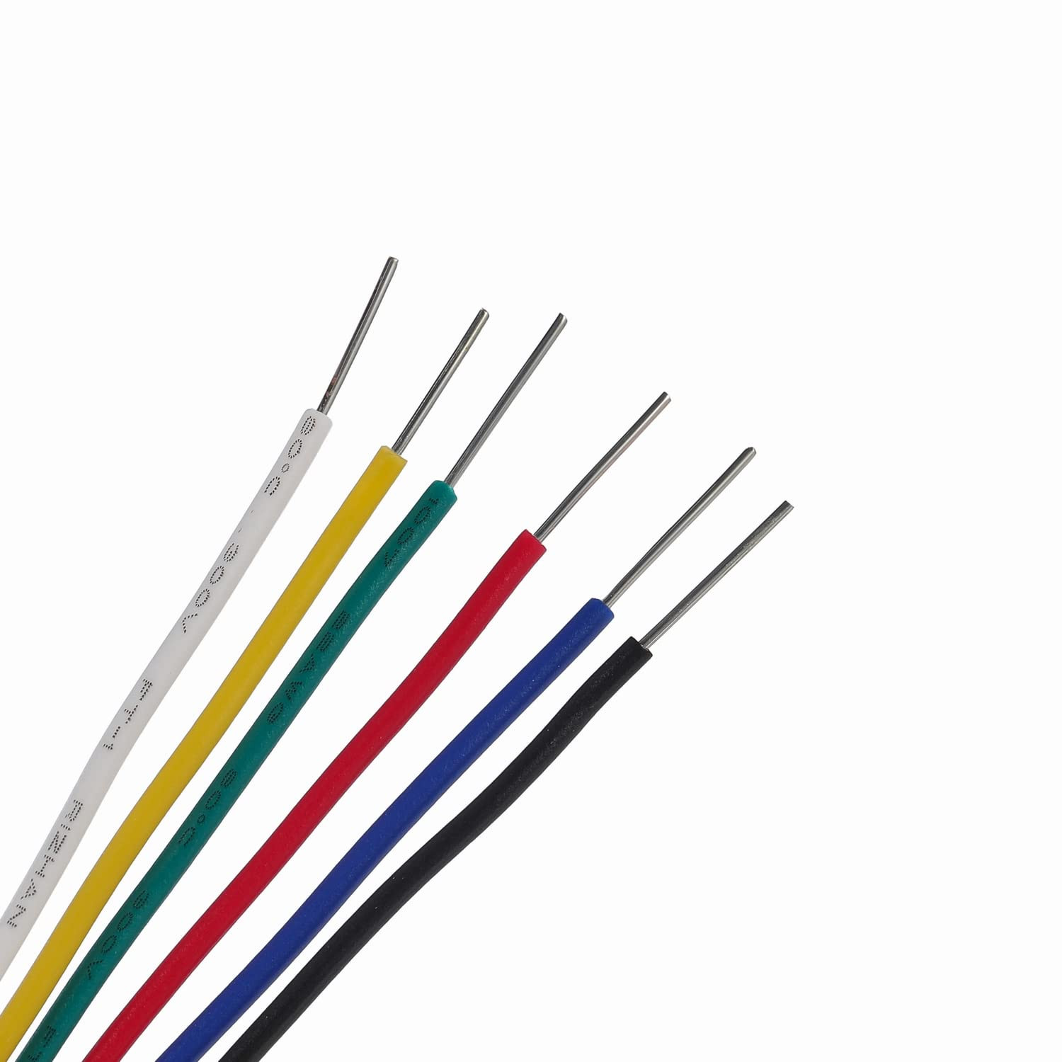 24 AWG Solid Core Wire Kit 6 Colors 30ft Each Tinned Copper PVC Hookup Wire