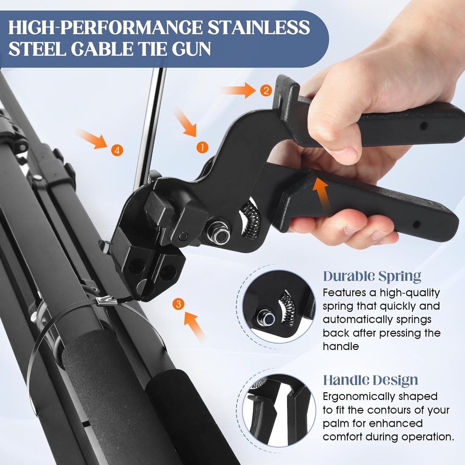 Metal Zip Ties Gun Set, Stainless Steel Zip Tie Tool with 150PCS Black Metal Zip