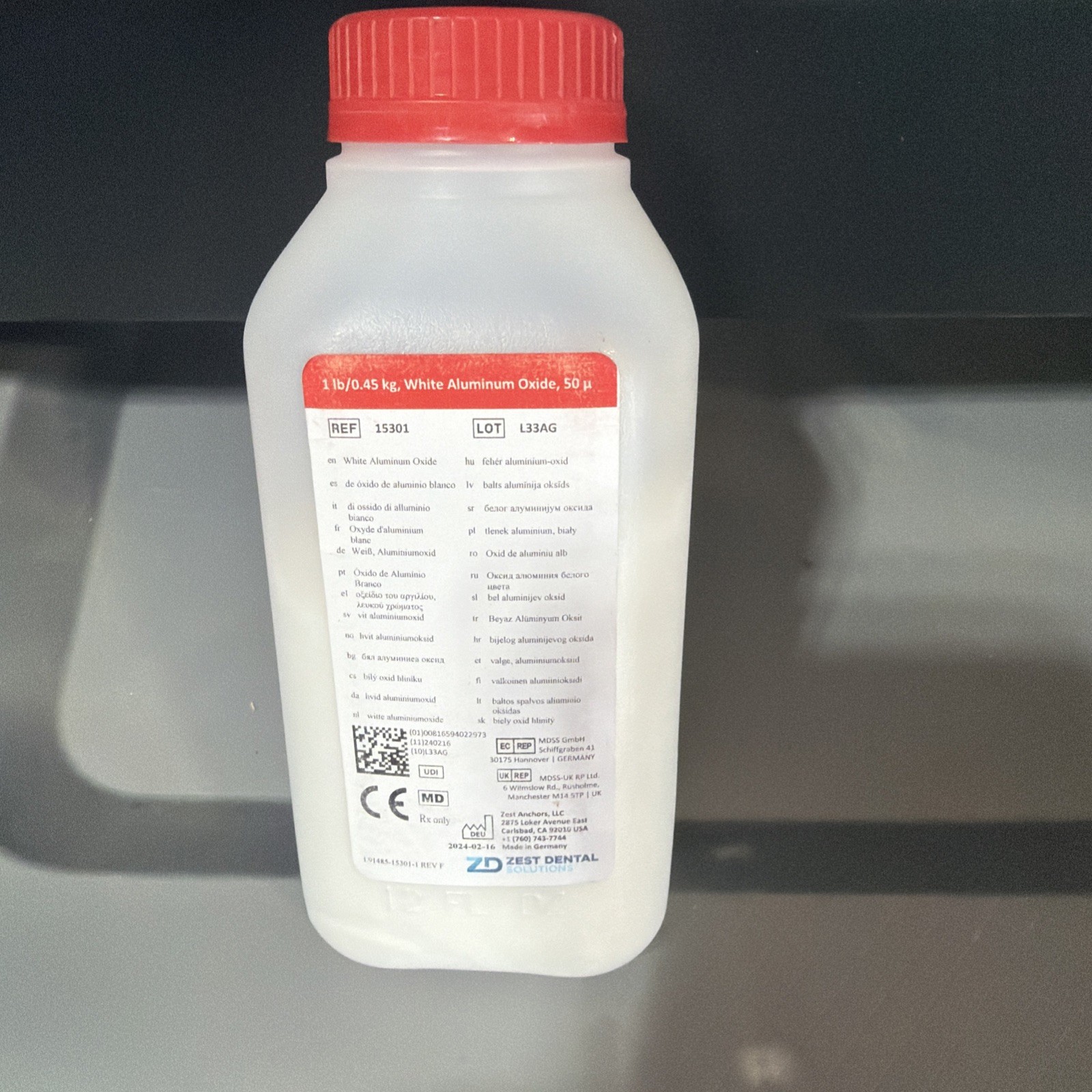 Zest Dental Aluminum Oxide 50 Microns White 15301 in Single 1 lb. Bottle
