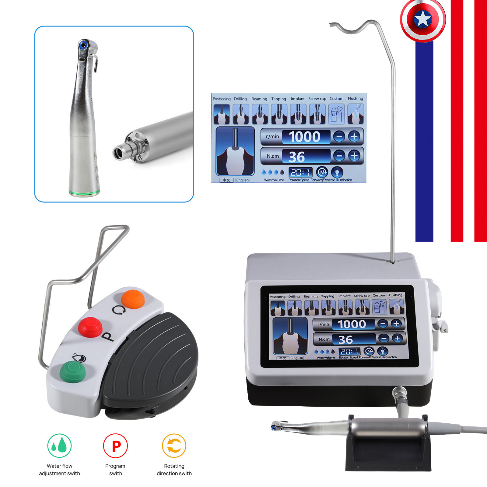 Dental Implant Motor System Brushless 20:1 Surgical Handpiece *USA STOCK*