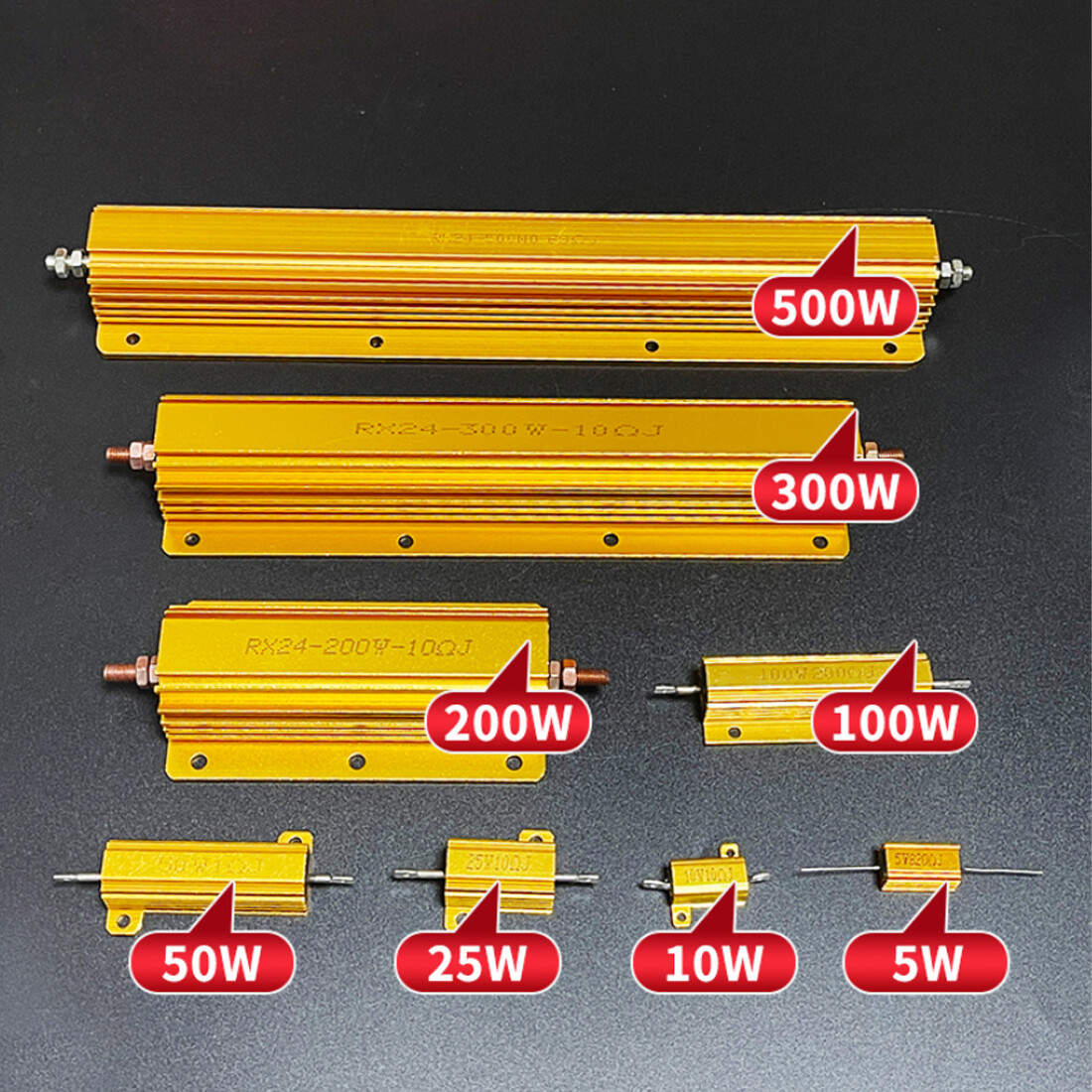 10/25/50/100W Resistor Metal Wirewound Range -Golden Load Aluminium Wirewound 5%