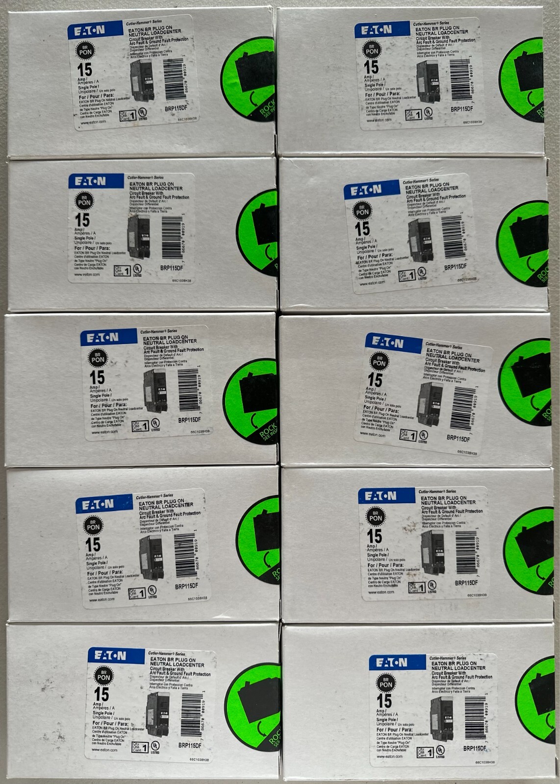 10 PCS Eaton BRP115DF 15A Dual Function Breaker