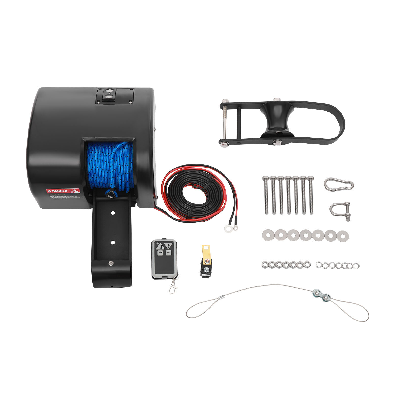 Electric anchor winch Boat Marine Winch 35LBS with remote control&Anchor Roller