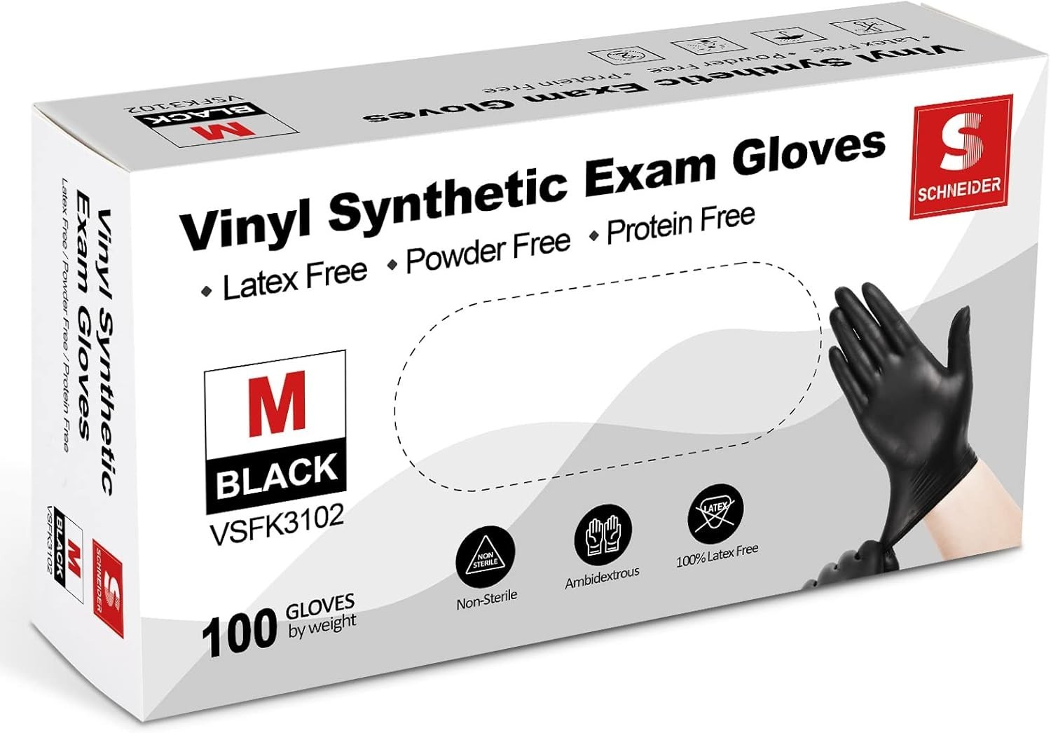 Black Vinyl Disposable Gloves, 4 Mil – Safe for Food & Latex Allergy – 100 Pack