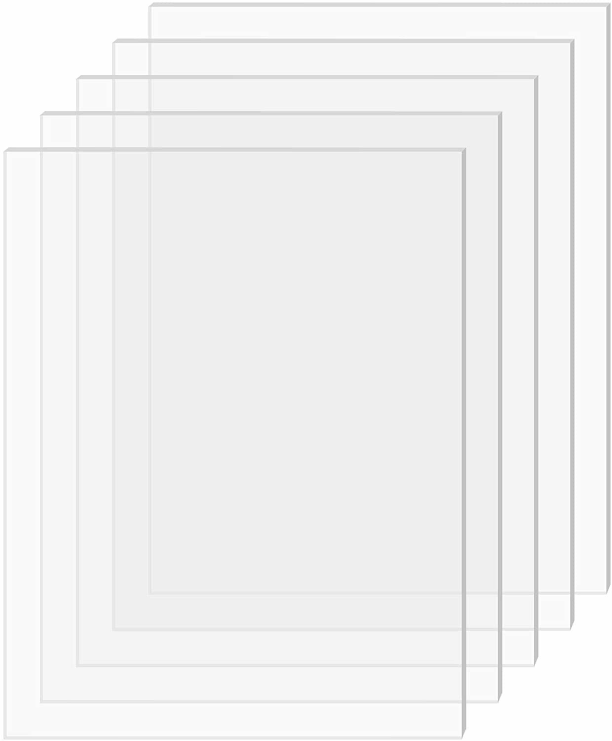 [5-Pack] SimbaLux® Acrylic Sheet Clear 5”x7” 0.08” Thick (2mm) Plexiglass