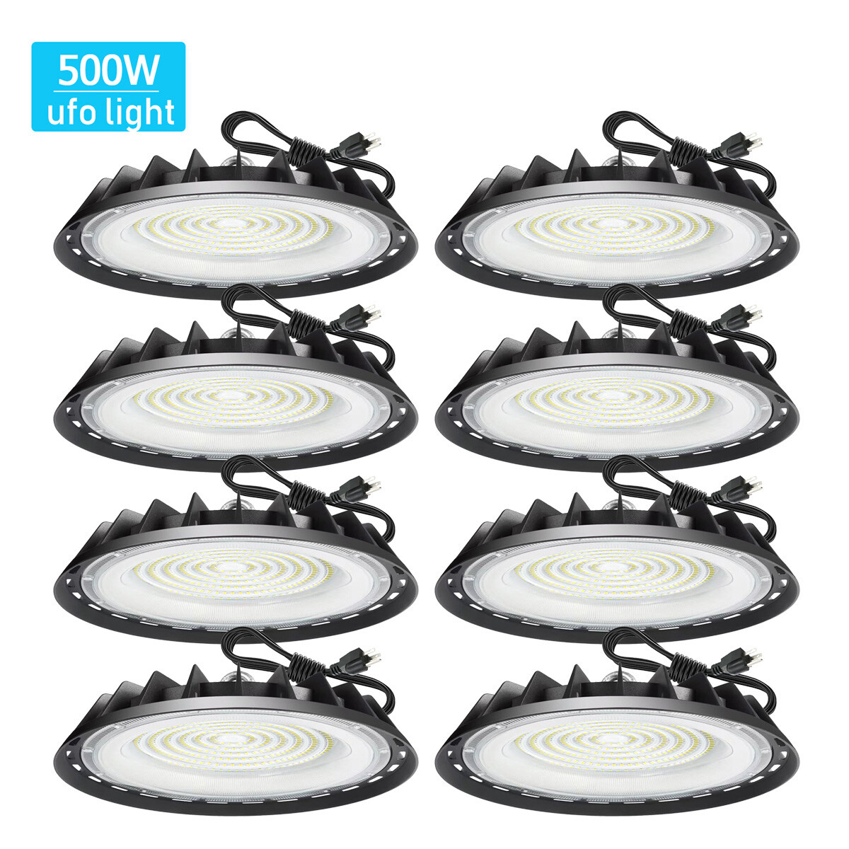 8Pack 500W UFO Led High Bay Light Commercial Industrial Warehouse Light 90-277V