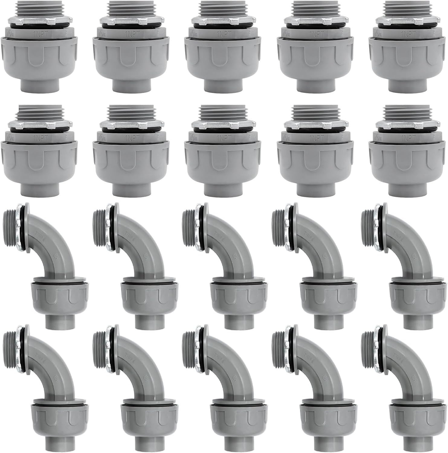 1 Inch Liquid Tight Connector PVC Flexible Conduit Connector, 180 Degree and 90
