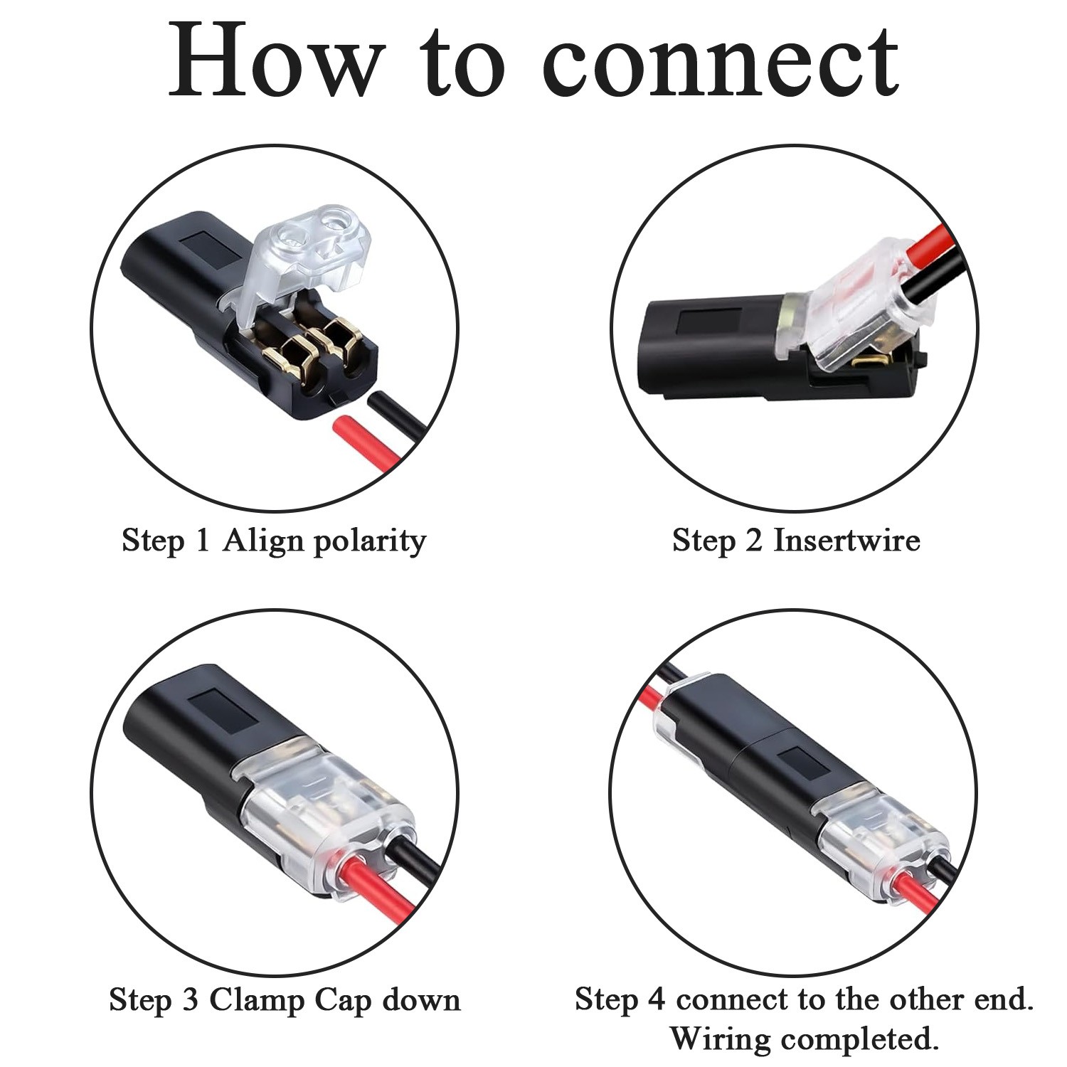 25-200PCS Double-Wire Plug-in Connector 2 Pin Led Light Strip Connectors New
