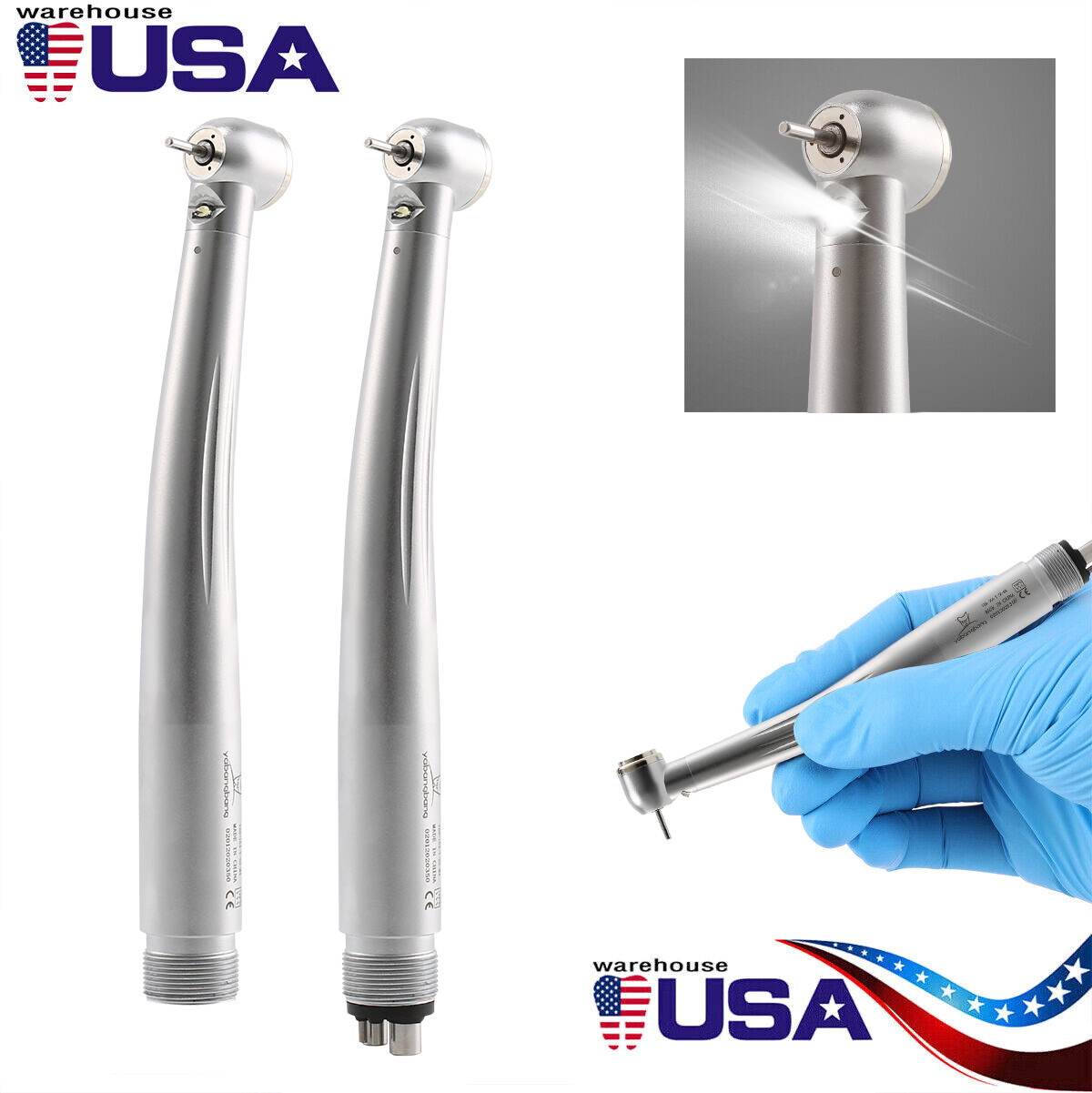 Dental 2-Hole 4-Hole LED E-generator Handpiece High Speed / Rotor