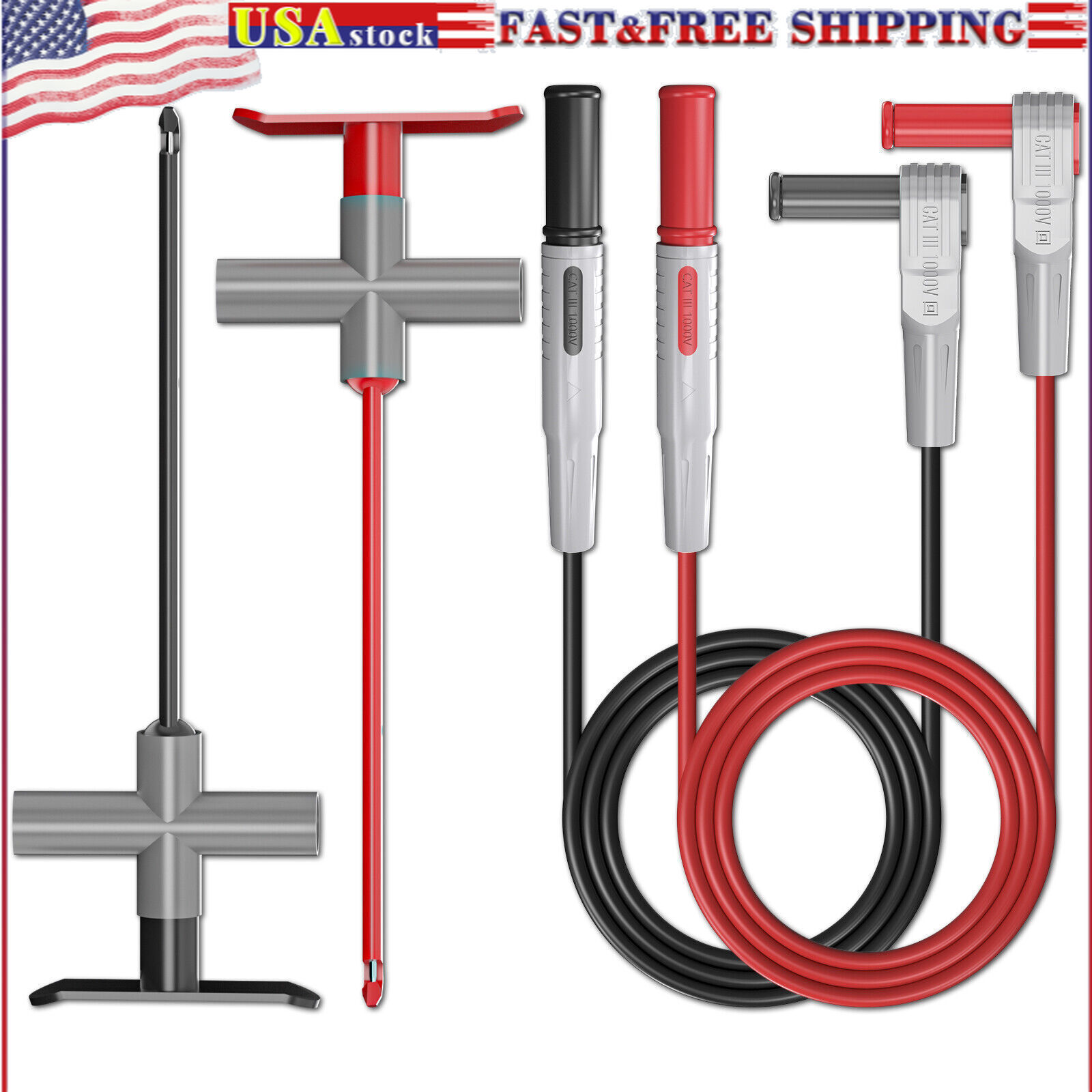 Multimeter Test Lead Kit 4mm Banana Plug with Wire Piercing Puncture Probe