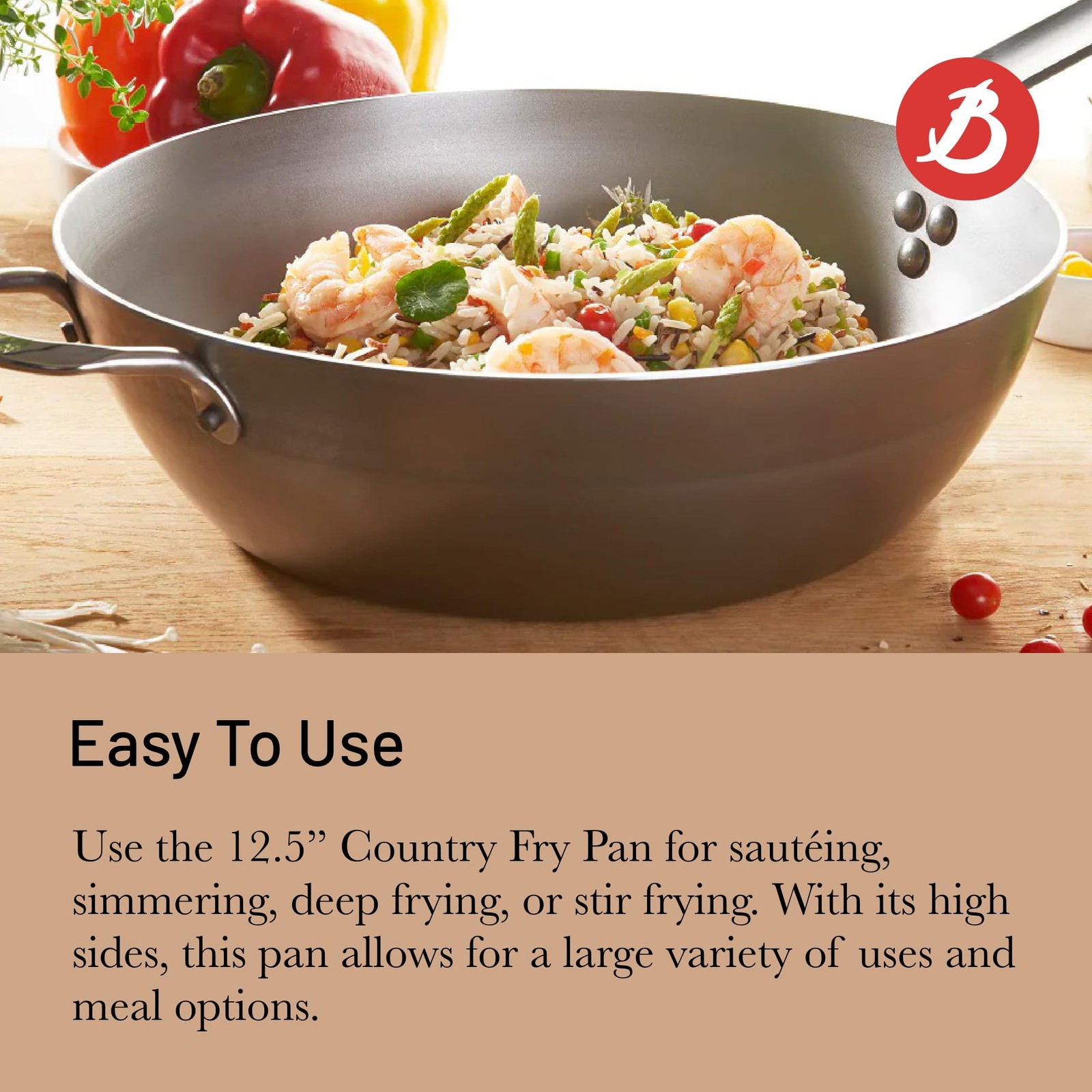 De Buyer Mineral B Carbon Steel Country Fry Pan – 12.5 Diameter 8.9 Cooking