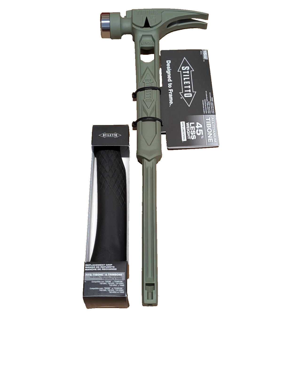 Stiletto Tibone 15Oz Milled/curved Titanium, Limited Edition Green