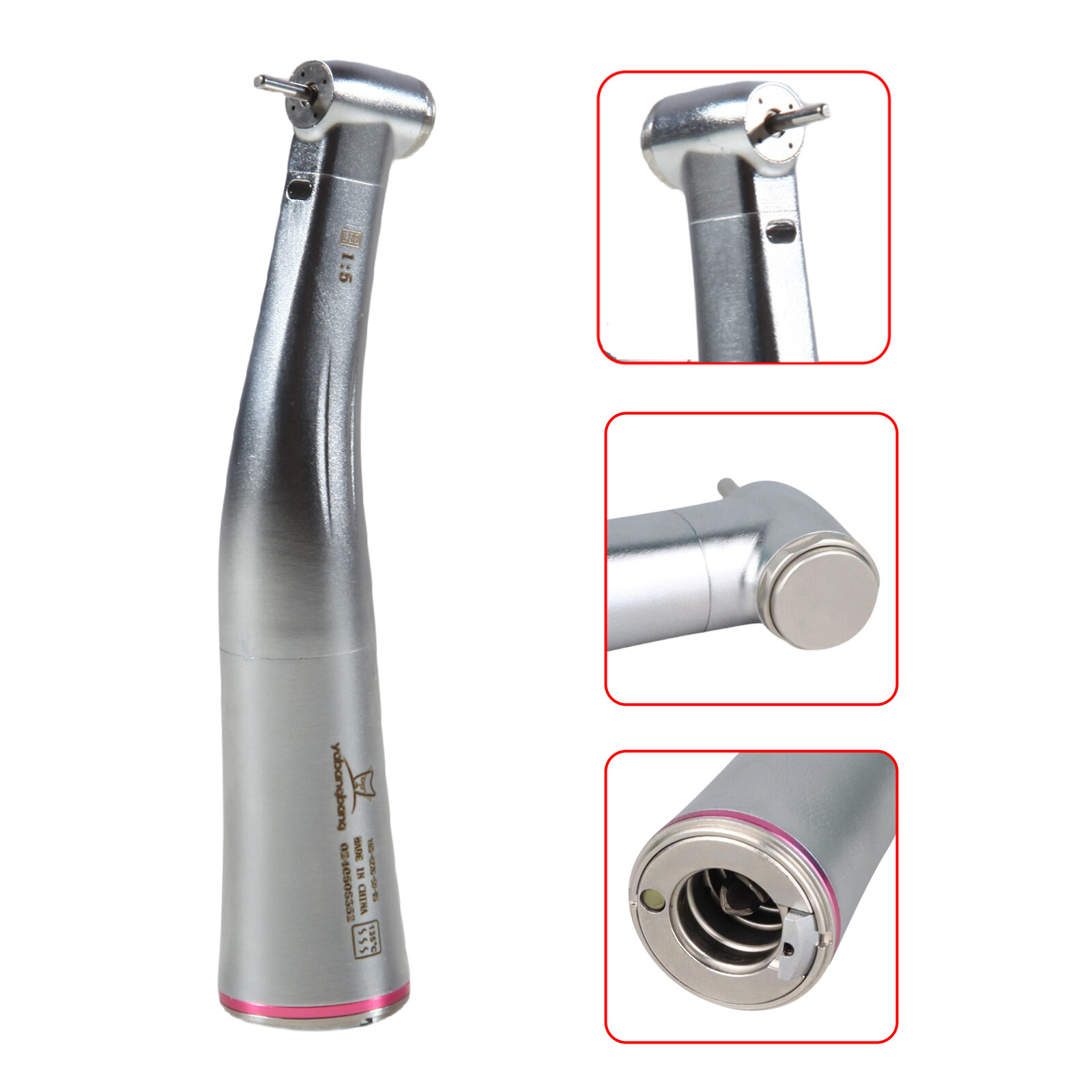 Dental 1:5 Fiber Optic LED Contra Angle Handpiece Internal four spray fit NSK ns