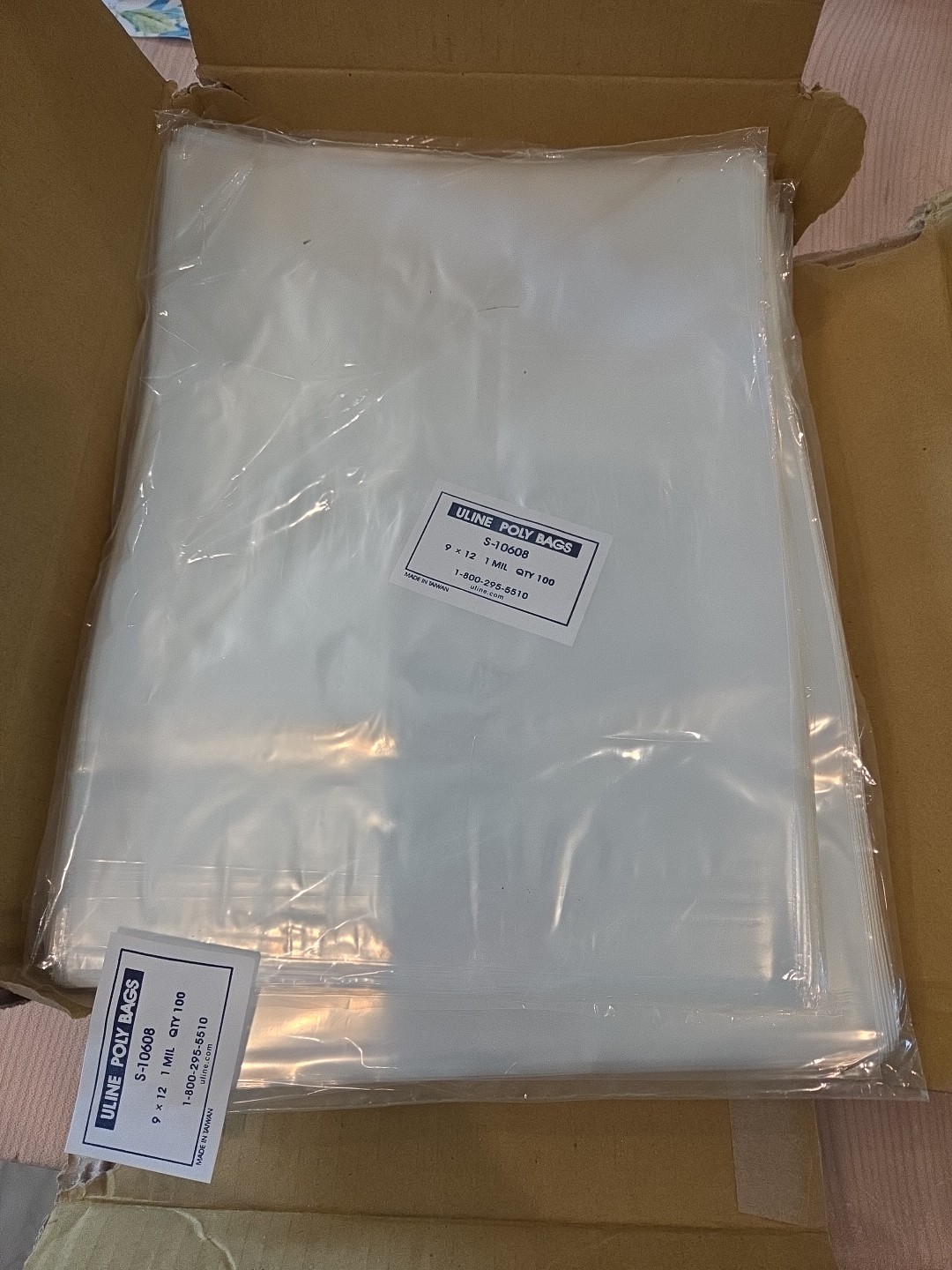 600 CLEAR 9 x 12 FLAP LOCK PLASTIC POLY BAGS T-SHIRT APPAREL ULINE 1 MIL