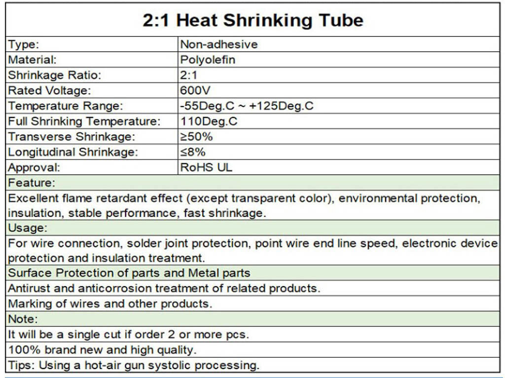 1Roll Dia. 1 2 3 4 5 6 8 10 ~ 30mm Heat Shrinkable Tube shrink Tubing L200/100M
