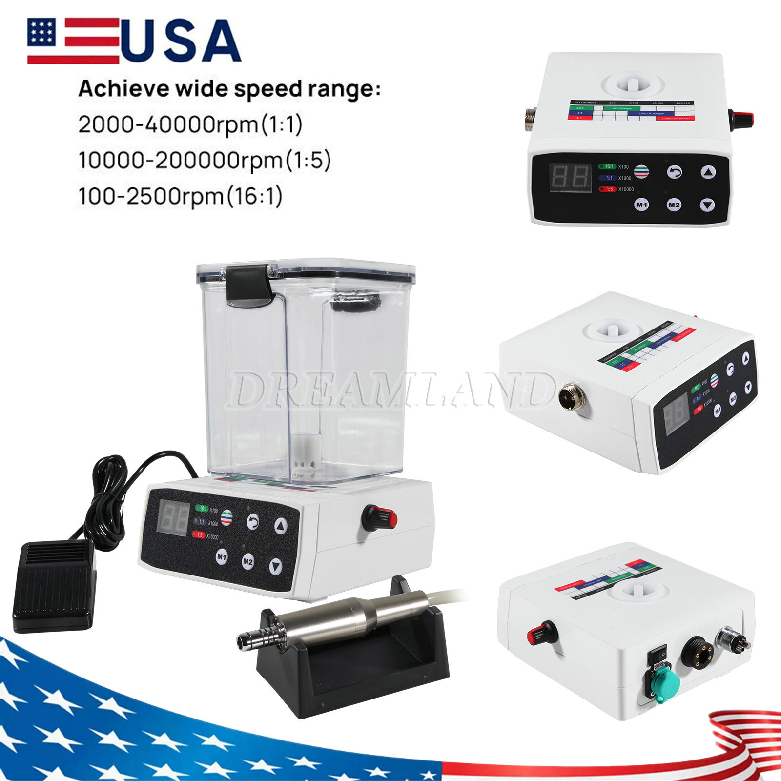 Dental Brushless LED Electric Motor fit 1:1 /1:5 /16:1 For Lab Practice