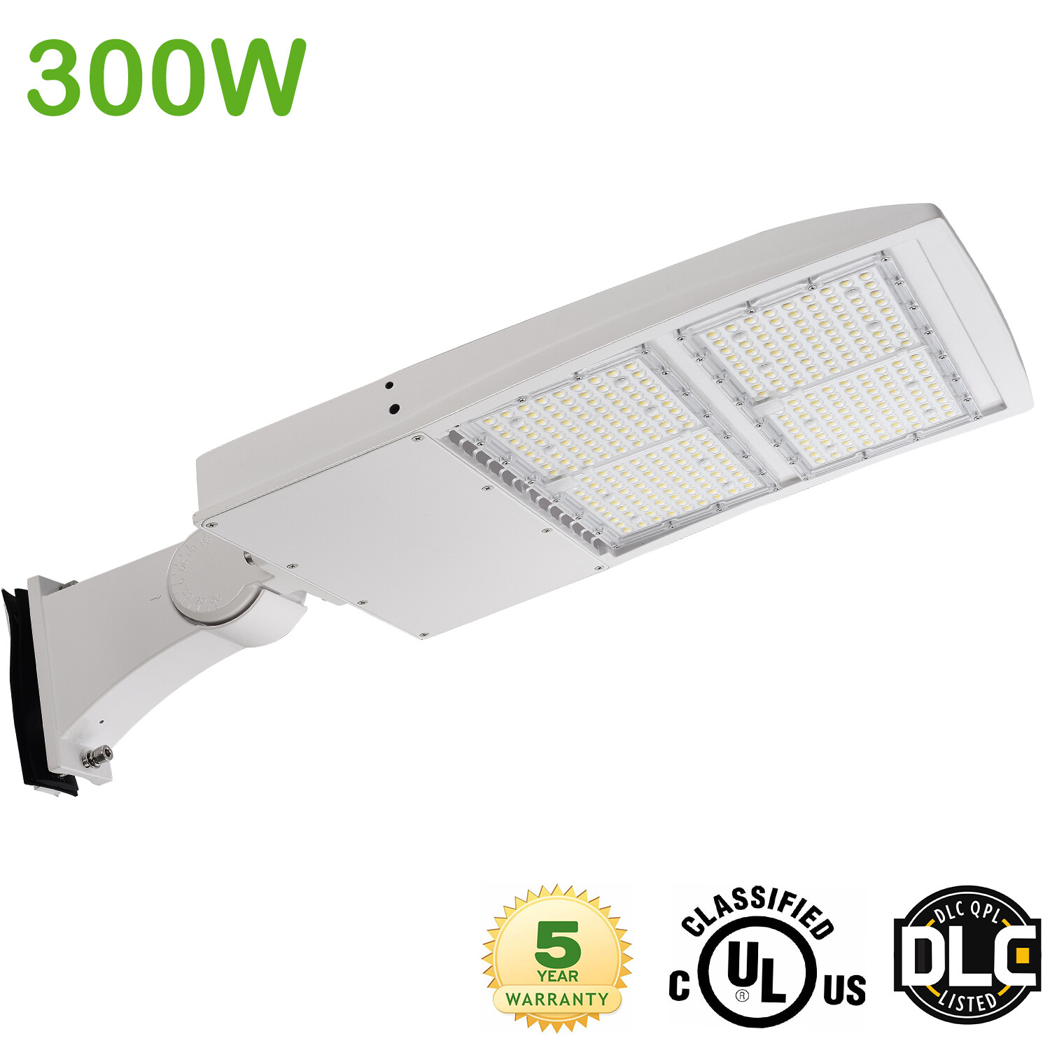 300W White LED Parking Lot Shoebox Pole Area Lights 1000W MH Eqiv Arms Mount