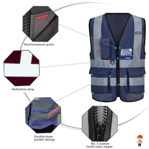 A-SAFETY XSmall Navy Reflective Safety Vest High Visibility Running Cycling