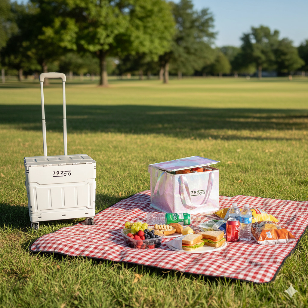 Ultimate Foldable Rolling Cart with Wheels and Bonus Insulated Shopping Bag.
