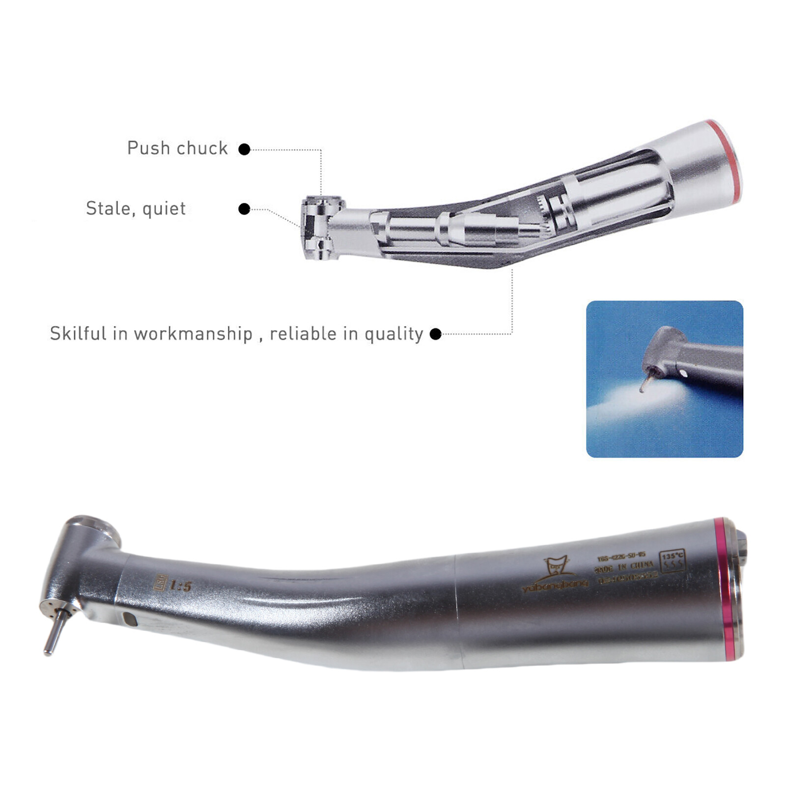 Dental 1:5 Fiber Optic LED Contra Angle Handpiece Internal four spray fit NSK ns