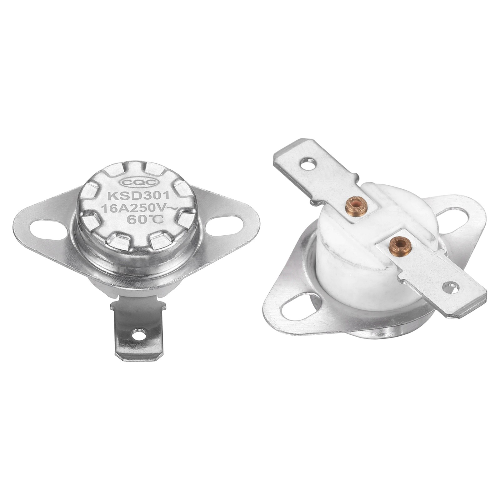 2Pcs KSD301 Thermostat 60°C/140°F 16A 250V Normally Closed N.C Switch, Ceramic