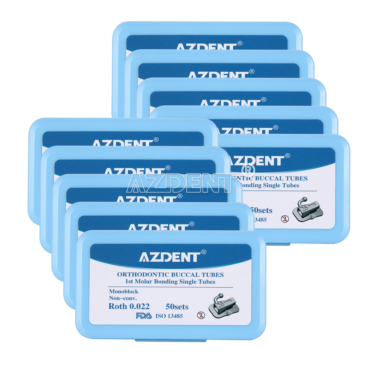 50Sets Dental Orthodontic Buccal Tube 1st 2nd Molar Tube Roth MBT 022/018 AZDENT
